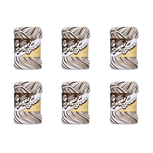 Lily Sugar'N Cream Chocolate Yarn – 6 Pack à 57 g – Baumwolle – 4 Medium (Kamm) – 95 Meter – Stricken/Häkeln