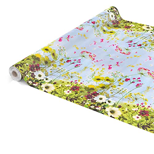 Wachtuchtischdecke abwaschbare Tischdecke Wachstuch Wildfeld Blumen Heide Mehrfarbig pflegeleicht 300x140cm