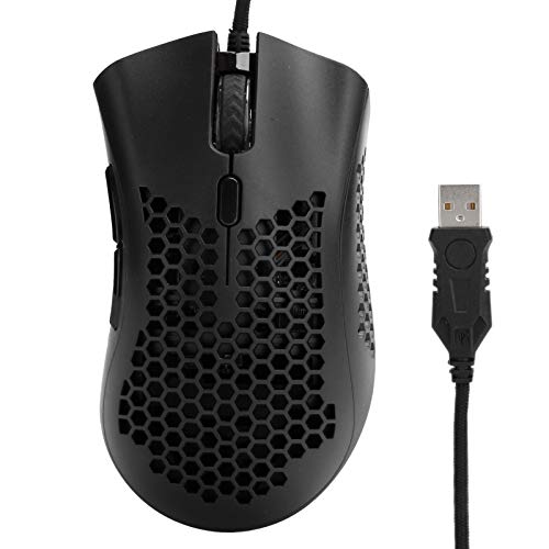 Heayzoki Gamer-Maus, leicht, kabelgebunden, 7 Tasten, 200–12000 einstellbare DPI, ergonomische hohle Gamer-Maus, kabelgebundene Maus für Windows 2000/XP/für ISTA/7/8/10 für OS X, FCC, E, RoHS