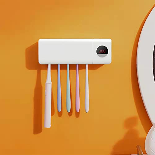 FUNWS - UV-Zahnbürste für Badezimmer-Zahnbürste, Zahnbürstenhalter, Wandmontage, Sterilisator, Organizer für 5 Zahnbürsten (Weiß)