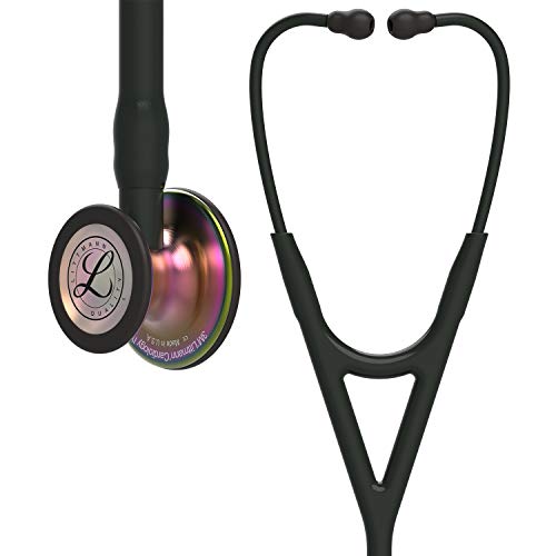 3M Littmann 6165 Cardiology IV Stethoskop, Bruststück regenbogenfarben, schwarzer Schlauch, Schlauchanschluss und Ohrbügel, 69 cm