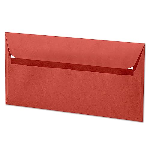 ARTOZ 100x Briefumschläge DIN Lang Rot 100 g/m² selbstklebend - DL 224x114 mm - Kuvert ohne Fenster - Umschläge mit Haftklebung Abziehstreifen