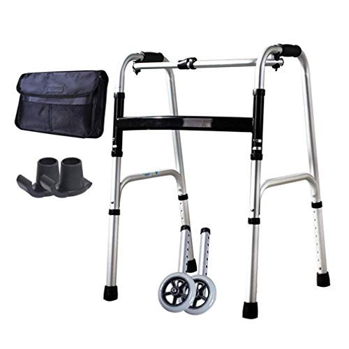 Faltbarer Gehwagen für ältere Menschen mit 2 Rädern und Tragetasche, Gehgestell | Mobilitätshilfe | Rollhilfen – höhenverstellbar