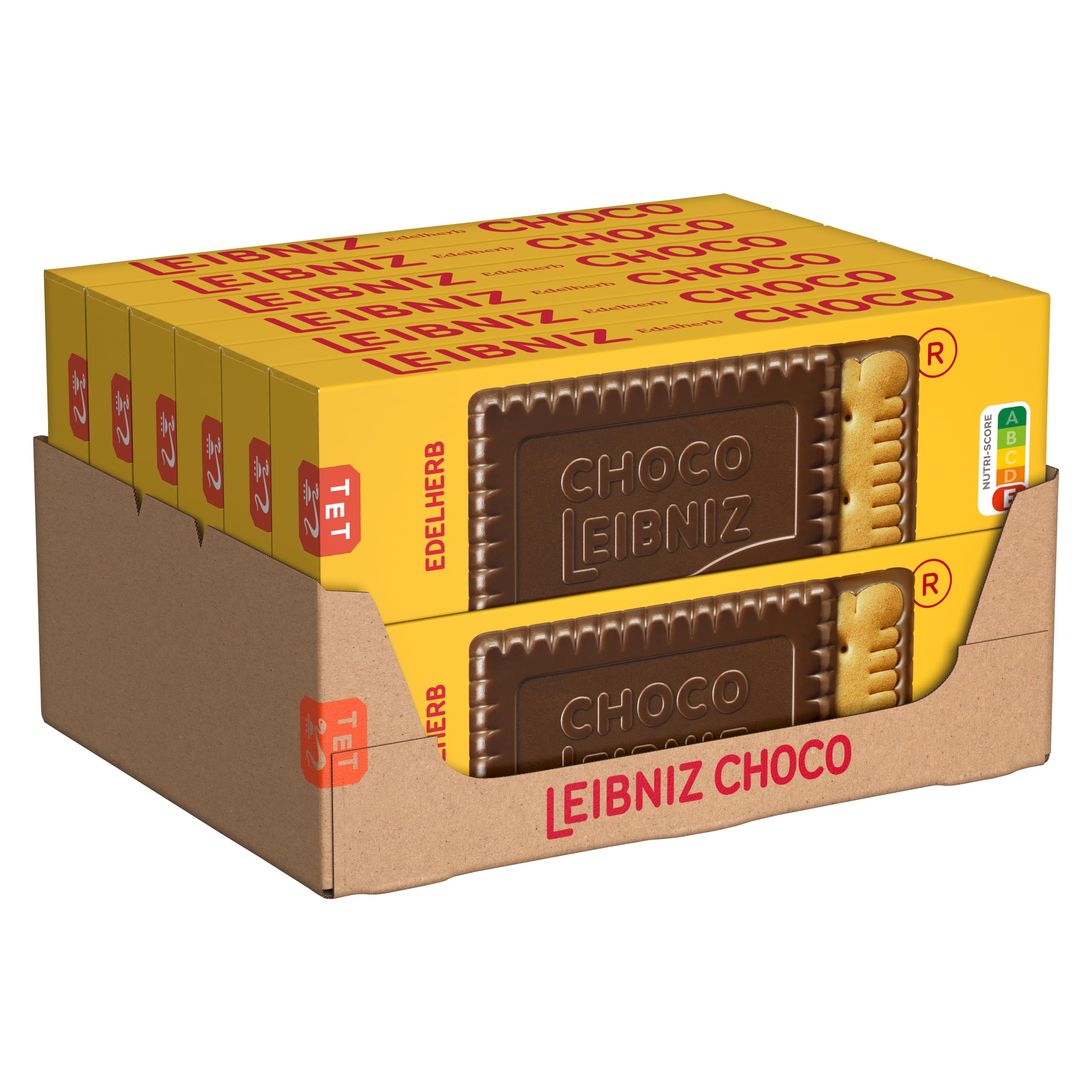 LEIBNIZ Choco Edelherb, 12er Pack, knusprige Butterkekse eingebettet in Zartbitterschokolade, Großpackung als Vorrat oder zum Verkauf (12 x 125 g)