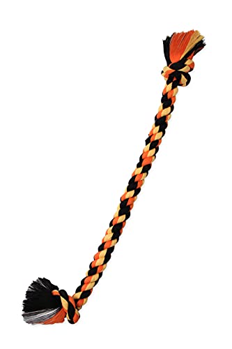 Mammoth Flossy Chews Color Rope Tug - Premium Baumwoll-Poly-Seil Hundespielzeug - Buntes interaktives Tauziehen - Hundeseil natürlich Zahnseide Zähne - 2 Knoten Hundespielzeug
