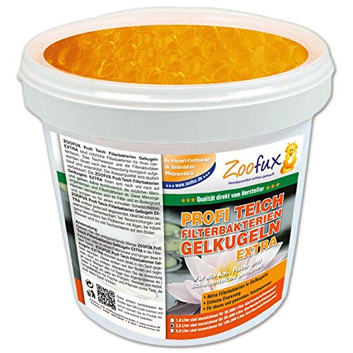 ZOOFUX Profi Gartenteich Filterbakterien Gelkugeln EXTRA (GRATIS Lieferung in DE - Lösen Sich nach und nach auf und geben dabei kontinuierlich die wichtigen Mikroorganismen ab), Inhalt:2.5 Liter