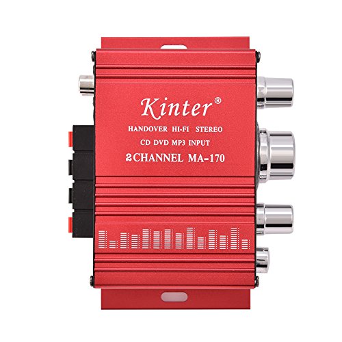 12 V 2 Kanal HiFi Stereo Bass Audio Leistungsverstärker 20 W + 20 W Digitaler Innen- und Außenverstärker rot für Auto Boot