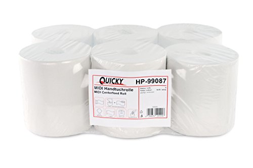 Quicky Handtuchrolle, Innenabwicklung 20 cm, 1 lagig, Recycling weiß, 1er Pack (1 x 6 Stück)