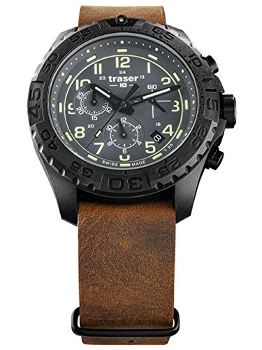 Traser Herren Analog Quarz Uhr mit Leder Armband 109045