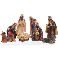 Wunderschöne Krippenfiguren Weihnachten Set 8 teilig Handbemalt