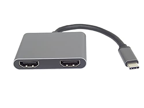 PremiumCord MST 4K Adapter USB-C auf 2X HDMI, USB 3.1 Typ C Stecker auf 2X HDMI Buchse, erweiterte + Spiegelfunktionen, USB3.0, PD, Auflösung 4K, Full HD 1080p