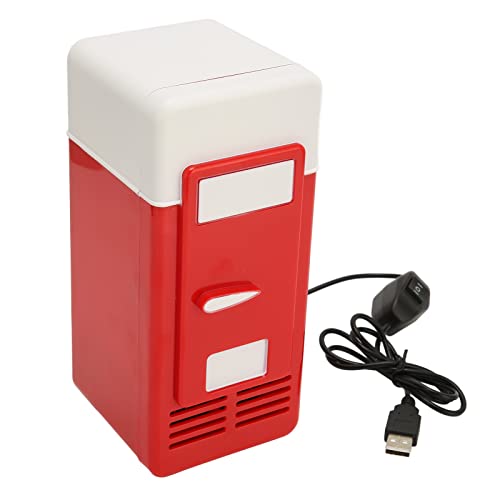 VBESTLIFE USB-Kühlschrank, Energiesparender Mini-Halbleiter-Kühlschrank, Getränkedosen-Kühler, Wärmer für Auto, Zuhause, Reisen(Rot)