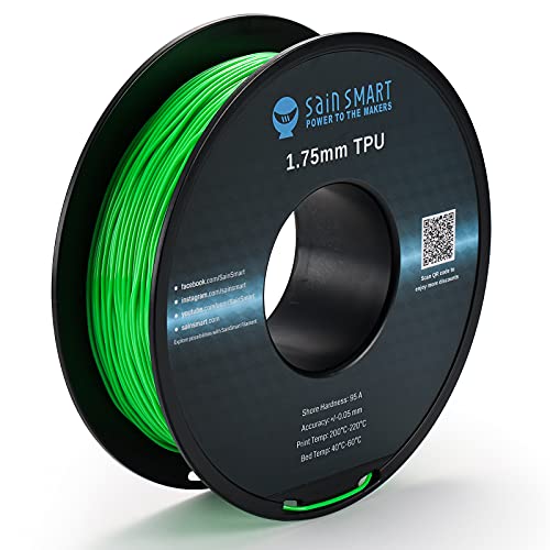 SainSmart flexibles TPU 3D-Druck-Filament, 1,75 mm, 0,8 kg, Maßgenauigkeit +/- 0,05 mm (Neongrün)