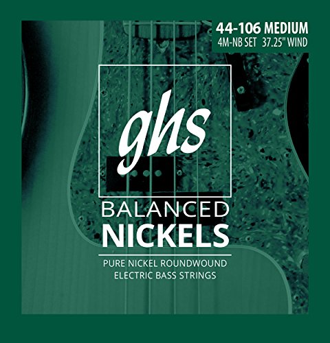 GHS-Saiten 4 m-nb GHS ausgewogene Nickels 4-Saiten Bass Strings Medium Gauge (94,6 cm Aufziehen)