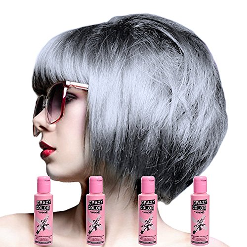 Crazy Color Hair Dye Semipermanente Haarfärbung für Damen 4er-Pack Silber