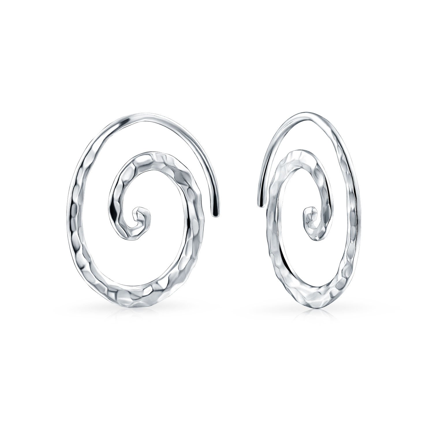 Boho Geometrische Stammes-Wirbel Gehämmert Draht Spirale Hoop Threader Ohrringe Für Frauen Für Teenager .925 Sterling Silber