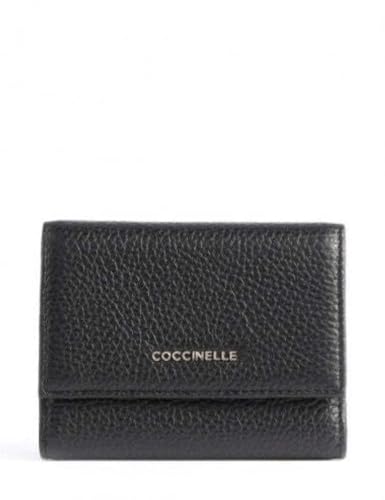 Coccinelle Geldbörse Metallic Soft Medium Wallet Black Woman 12x9x1cm, Schwarz, Taglia Unica, Classic, Schwarz , Einheitsgröße, Klassisch