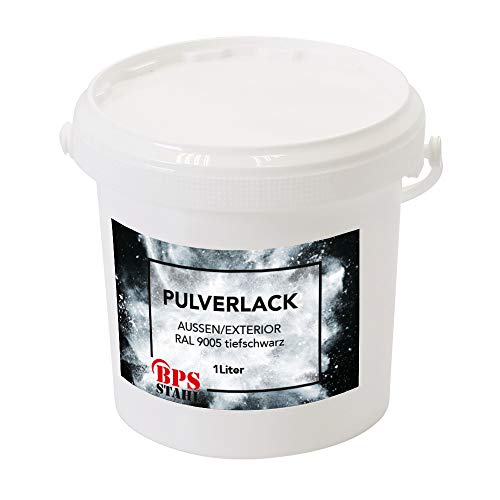 Pulverlack/Pulverbeschichtung 1 Liter Eimer schwarz MATT (Tiefschwarz (RAL 9005))