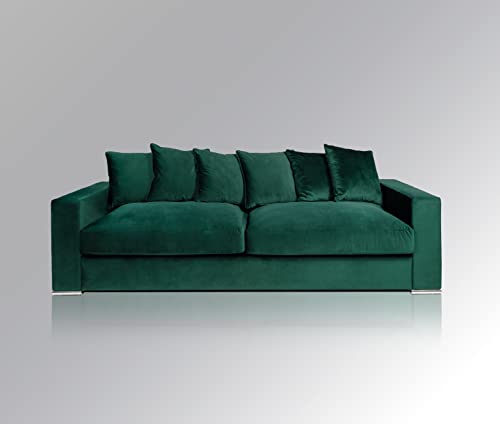 Amaris Elements | 4 Sitzer Sofa 'Monroe' 2.65m Big Sofa grün Samt XXL Couch in 5 Farben + 4 Größen