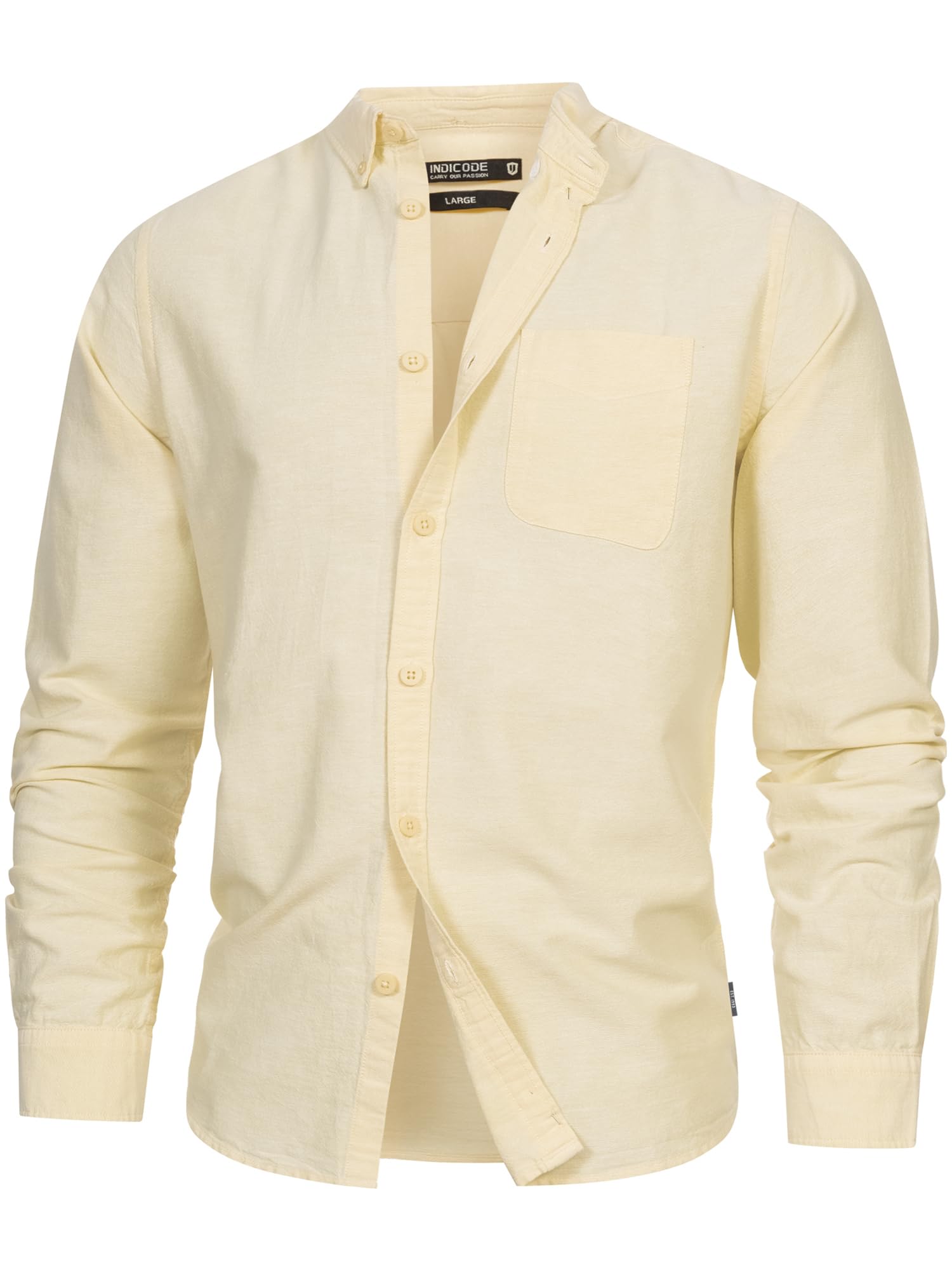 Indicode Herren Kepner Hemd mit Brust-Tasche aus Baumwolle | Herrenhemd für Männer Anise Flower XL