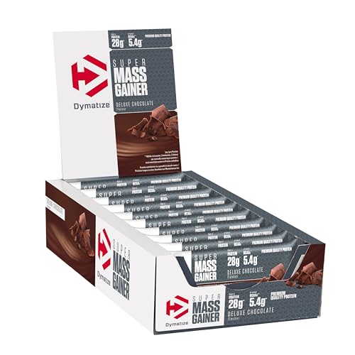 Dymatize Super Mass Gainer Bar Chocolate 10x90g - High Protein Weight-Gainer Riegel + Whey und Casein Protein
