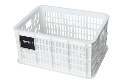 Basil Unisex – Erwachsene Crate S Vorderradkorb, Bright White, 29 x 39.5 x 21 cm