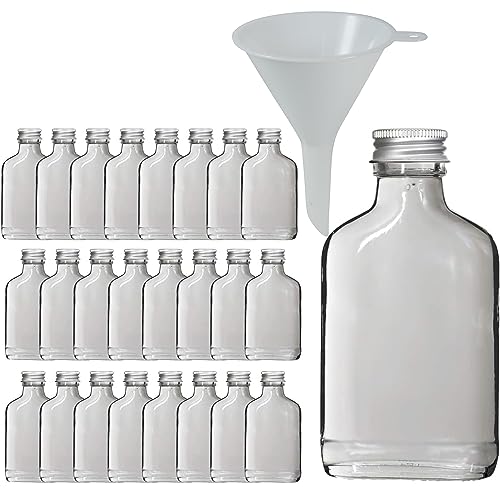 mikken 25 x Flachmann 100ml Glasflaschen zum selbstbefüllen, inkl Trichter