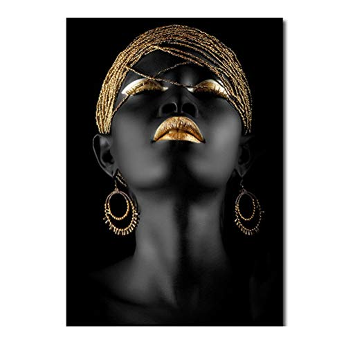 Roexboz Afrikanische schwarze Frau Kunst Poster Gemälde Bilder afrikanisches Mädchen Leinwand Bilder Wanddekoration