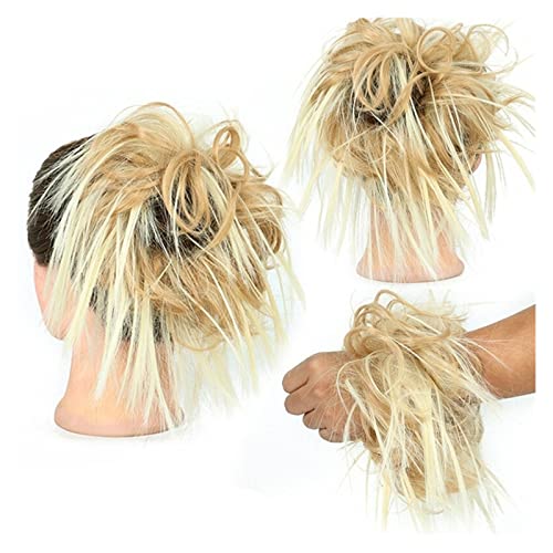 Messy Bun Synthetic Curly Wavy Hair Bun Circle Pferdeschwanz-Haarscheiben mit elastischem Gummiband Haarverlängerungen for Frauen (Color : Q17 19H613)