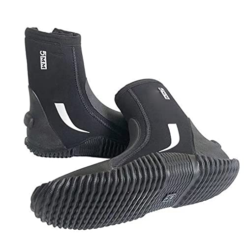 HGYJ 5 mm Neopren-Reißverschluss-Stiefel, Premium Neopren Füßling Für Geräteflosse, Herren und Damen Draussen Angeln Tauchen Sandstrand Schnorcheln Surfen,Black,7