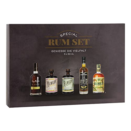 Premium Rum-Set | 5 x 50ml | Tasting Set Mini | Bekannte Marken wie Don Papa und Botucal | Perfekt zum Einstieg