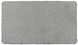WENKO Badteppich Belize Light Grey - Badematte, sicher, flauschig, fusselfrei, Polyester, 55 x 65 cm, Hellgrau