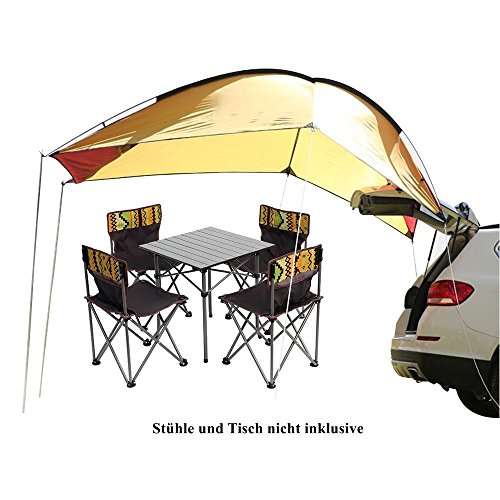 Sport Tent-Sport Tent-Wasserdichtes Vorzelt Vordach Tragbares Auto SUV Heckzelt Klappzelt Anhänger Markise mit 2St Sandsäcke für Camping 4 Personen (Gelb/rot)