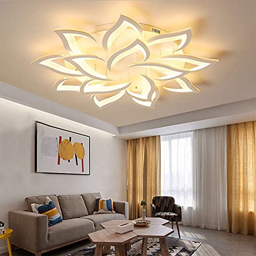 Moderne Schlichtheit LED Deckenleuchte Schlafzimmer Wohnzimmer Romantische Licht in Blütenblätter Fernbedienung Dimmbar Deckenleuchte Acrylplatte Lampe,100cm