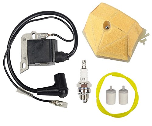 OxoxO New Ignition Coil Kit with 503 89 81-01 Air Filter Fuel Filter Fuel Line Compatible with Husqvarna 50 51 55 61 254 257 261 262 266 Chainsaw