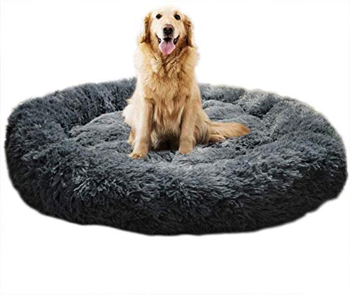 Telismei Flauschiges Deluxe-Hundebett, extra-groß, Sofa, waschbar, rundes Kissen, Haustierbett für große und extra-große Hunde