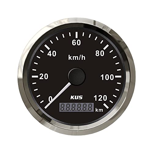 KUS Wasserdichte GPS Tacho Kilometerzähler 120KM/H Mit Hintergrundbeleuchtung Für Auto 85mm (Schwarz)