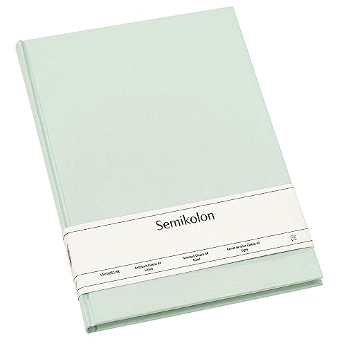 Semikolon 364081 - Notizbuch Classic A4 liniert - 176 Seiten, cremeweißes Papier – Lesezeichen – moss pastell-grün