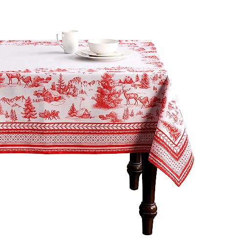 Maison d' Hermine Winter Joui 100% Baumwolle Tischdecke für Küche | Abendessen | Tischplatte | Dekoration Parteien | Hochzeiten | Erntedankfest/Weihnachten (140cm x 180cm)