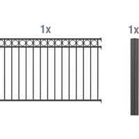 GAH Alberts Komplettset Zaun Circle 2 m, 1200 mm hoch, anthrazit, zum Einbetonieren