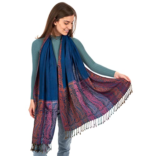 LOVARZI Damentuch Königsblau - Paisley Tücher für Frauen - Damen Schal mit Halstuch und Überwurf
