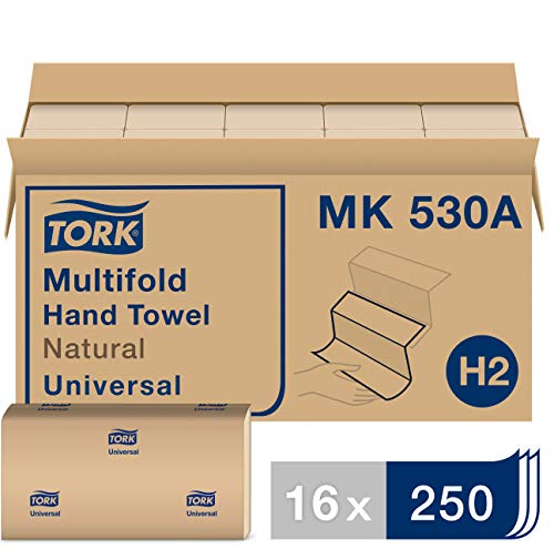 Tork Multifold Handtuch Natural H2 Universal, 100% recycelte Fasern, 16 x 250 Blatt, MK530A