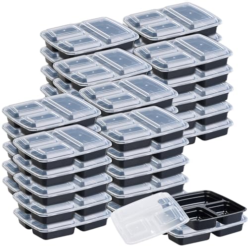 Rosenstein & Söhne 21er-Set Lebensmittel-Boxen mit je 3 Trennfächern, 850 ml, 2er Pack