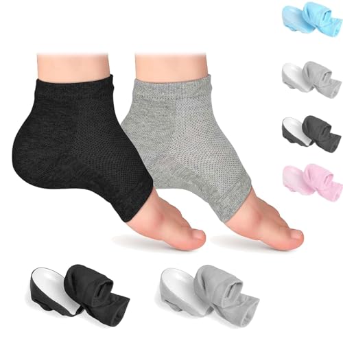 2-Pack Height Max Socks Height Increase Socks Invisible Silicone Shoe Lift Heel Pads Fully Wrapped Inserts Increase Insoles (E,2.5cm)
