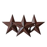 CVHOMEDECO. Land rustikale antike Vintage Geschenke Burgund / Black Metal Barn Star Wand / Tür Dekor, 30.5 cm, 3er Set