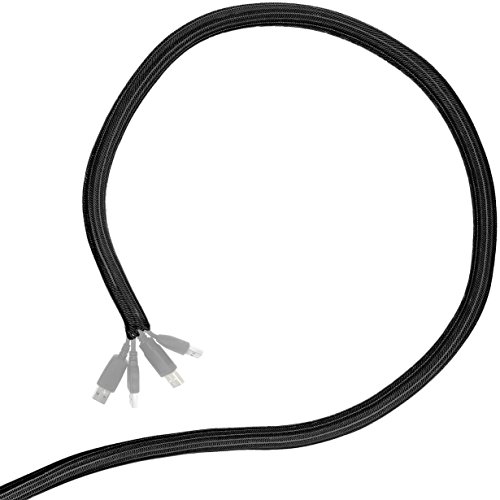 Minadax® 5 Meter, 38mm Ø Selbstschließender Profi Kabelschlauch Kabelkanal in schwarz für flexibles Kabelmanagement