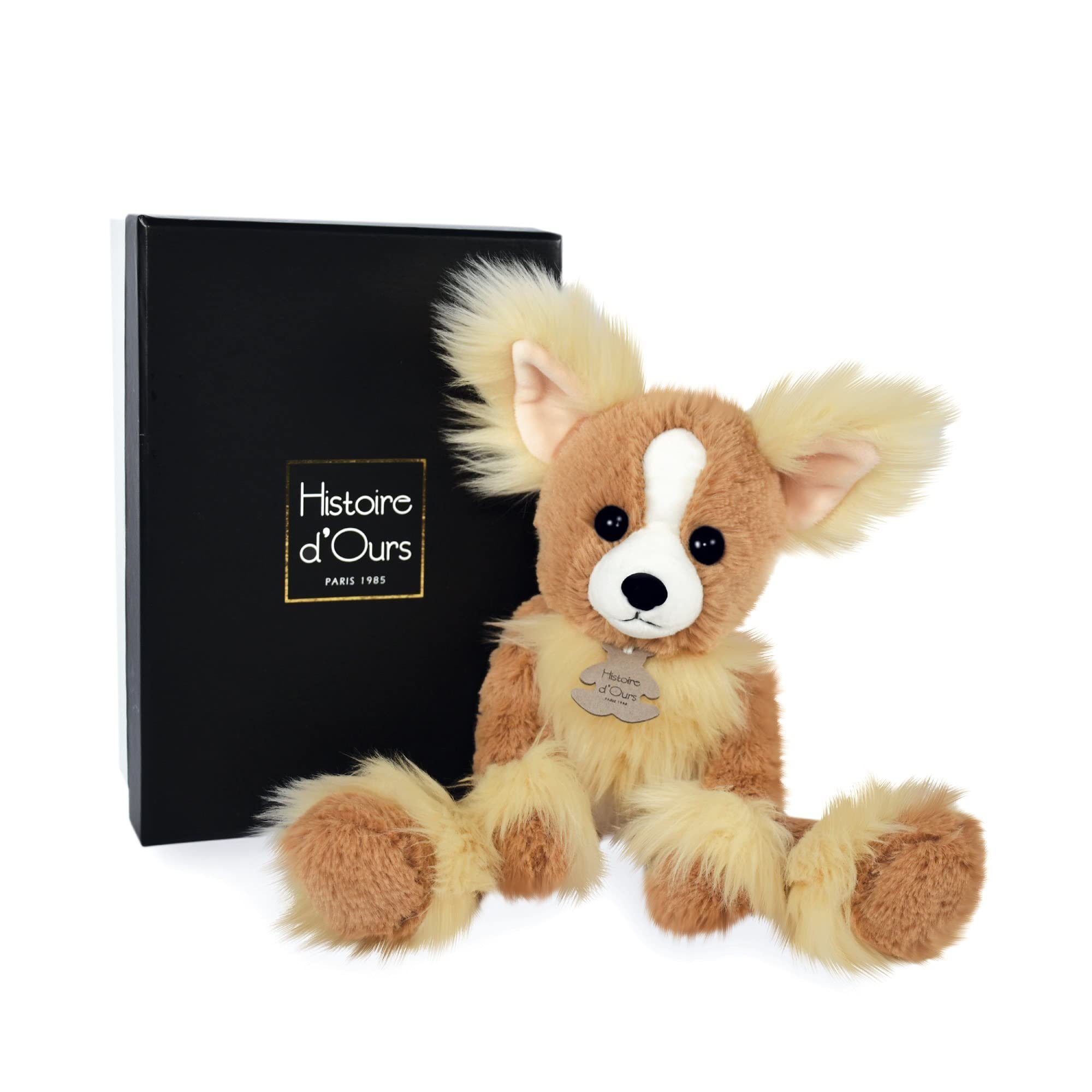 Histoire d'ours – Plüschtier Hund – Kuscheltier Chihuahua – Braun – 30 cm – Les Ebouriffes – HO3159