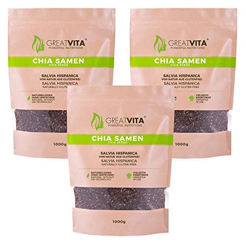 GreatVita Premium Chia Samen, (5 x 1000g) naturbelassen ohne Gentechnik