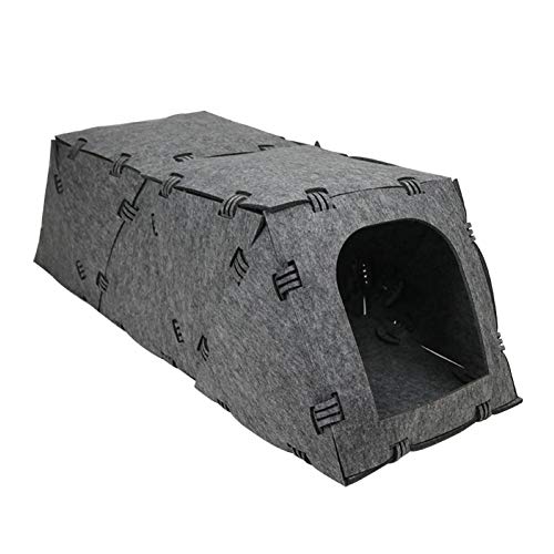 Benoon DIY Filz Haus Tunnel Haustier Katzen Kätzchen Höhle Schlafbett Spielen Nest Zwinger Haustierzubehör Grau Langer Tunnel