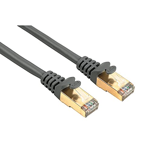 Hama Ethernet Cat 5e Netzwerkkabel STP (3m Patchkabel, 1000Mbit/s, vergoldet, geschirmt, für z. B. Apple TV 4, Smart-TV, PC, Notebook) grau